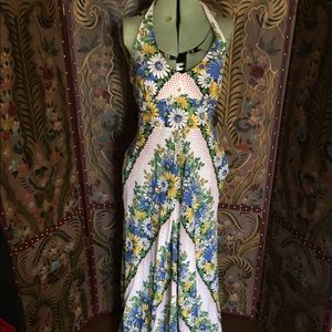 Anthropologie White Sunflower Halter Dress NWT